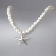 گردنبند مروارید و گردن آویز نقره ستاره دریایی Pearl necklace and silver starfish pendant