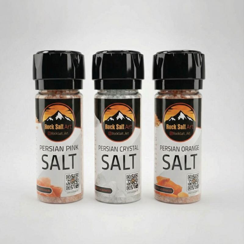 نمک صورتی، نمک نارنجی، دلنمک، هالیت، نمک کریستال، نمک طبیعی، نمک معدنی، گریندر، فلفل ساب، نمکساب، نمک ارگانیک، ارگانیک