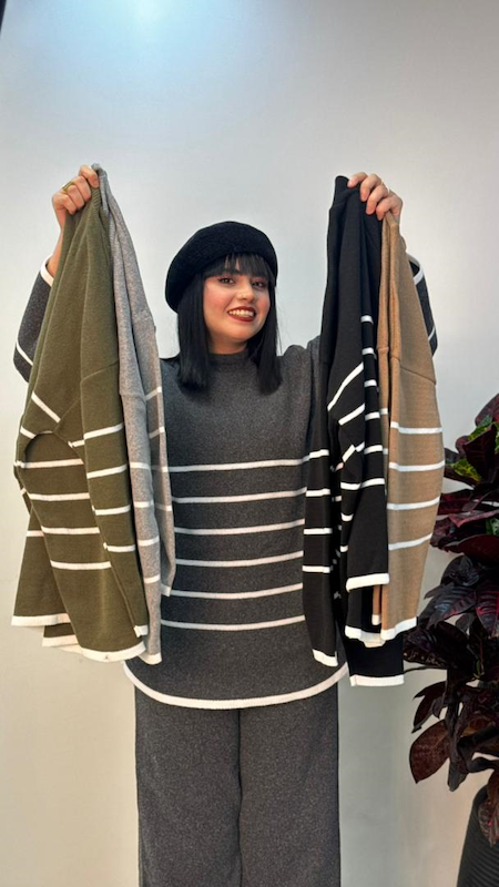 بلوز و شلوار بافت راه راه