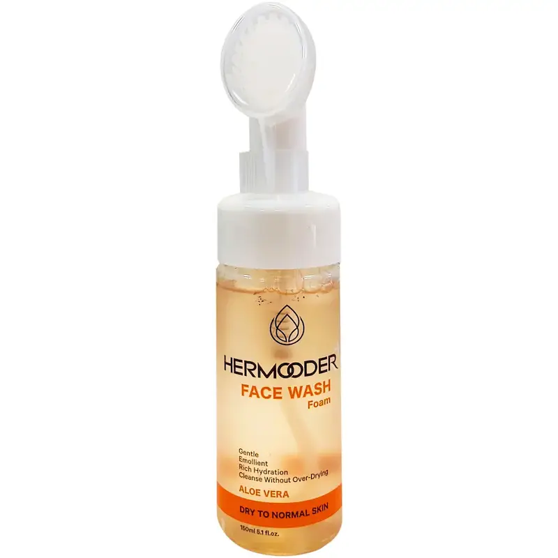 فوم شست و شوی پوست های خشک تا معمولی برند Hermooder  مدل Aloevera