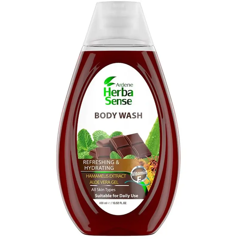 شامپو بدن  برند  Ardene Herba Sense مدل  Refreshing & Hydrating با رایحه شکلاتی و نعنا