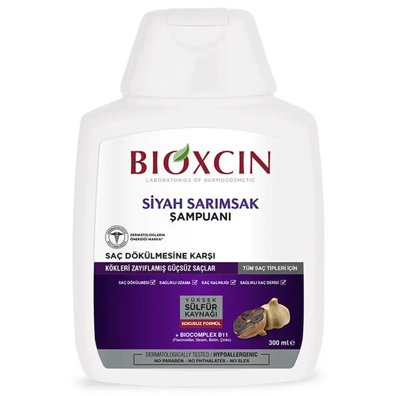 شامپو ضد ریزش و بدون سولفات سیر سیاه Bioxcin حجم 300ml اصلی