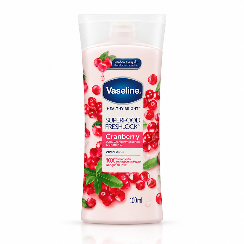لوسیون بدن وازلین سوپرفود کرنبری (Vaseline Healthy Bright Superfood Freshlock Cranberry)