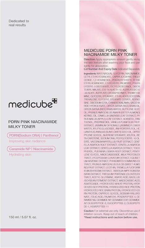 تونر شیری نیاسینامید صورتی مدی کیوب PDRN Pink Niacinamide Milky Toner حجم ۱۵۰ میلی‌لیتر