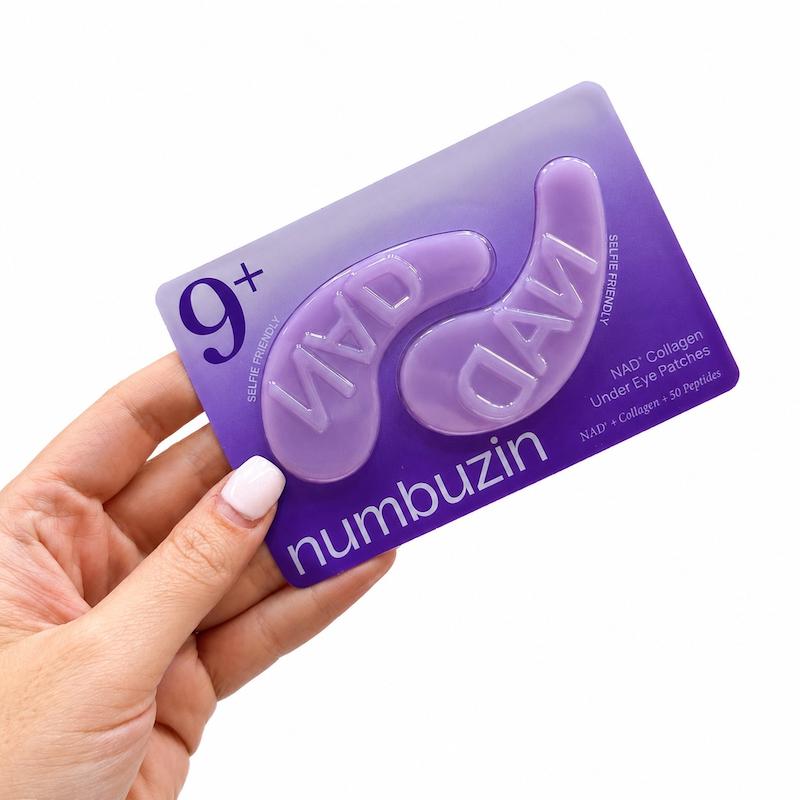 پچ زیر چشم Numbuzin No.9 NAD+ Collagen با بسته‌بندی بنفش   ماسک زیر چشم numbuzin مدل No.9 NAD+ Collagen