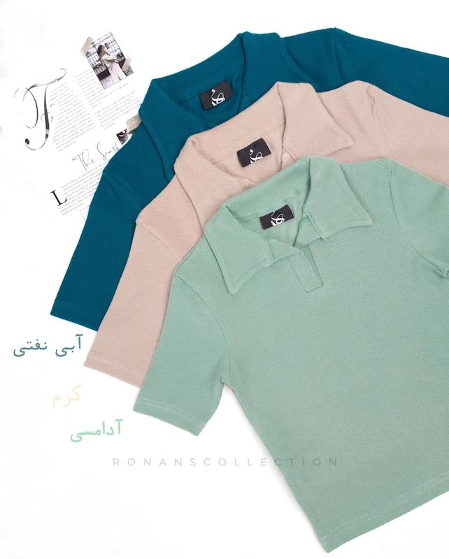 تیشرت کراپ یقه دار