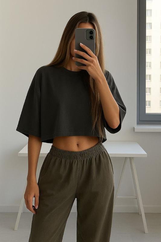 تیشرت نیمتنه اورسایز 