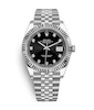 ساعت رولکس دیت جاست مردانه نقره ای صفحه مشکی ایندکس نگین Rolex Datejust silver
