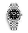 ساعت رولکس دیت جاست مردانه نقره ای صفحه مشکی ایندکس نگین Rolex Datejust silver
