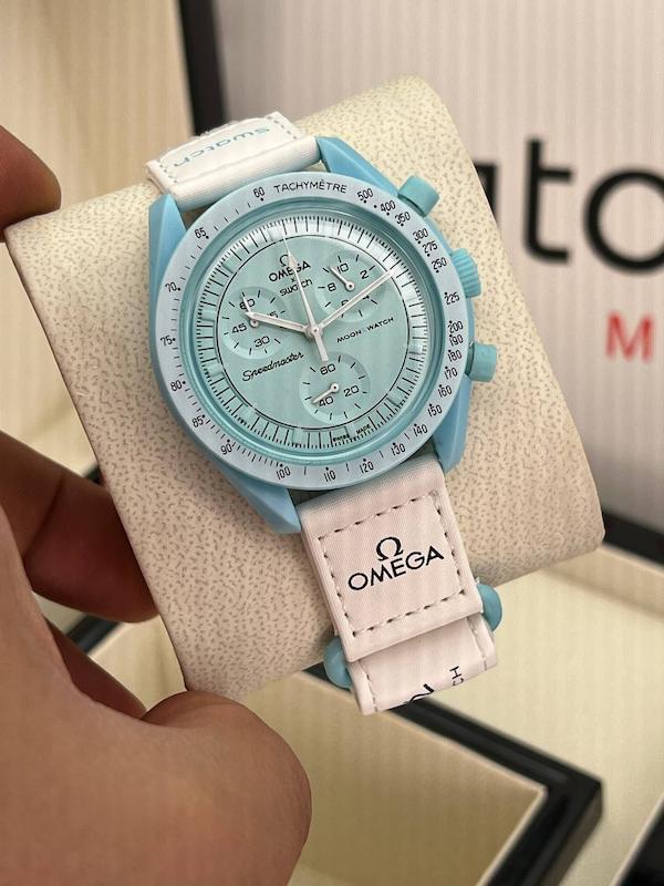 ساعت امگا × سواچ Mission to Uranus – Blue Edition (های‌کپی بهترین کیفیت)