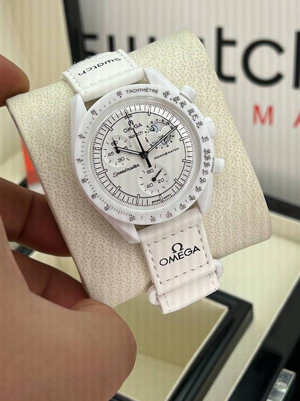 ساعت امگا × سواچ Mission to the Moon – All White Edition (های‌کپی بهترین کیفیت)
