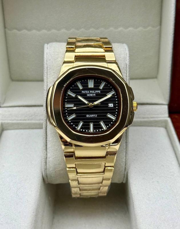 ساعت مچی مردانه مدل پتک فیلیپ Patek Philippe Nautilus طلایی  – مدل اقتصادی چینی