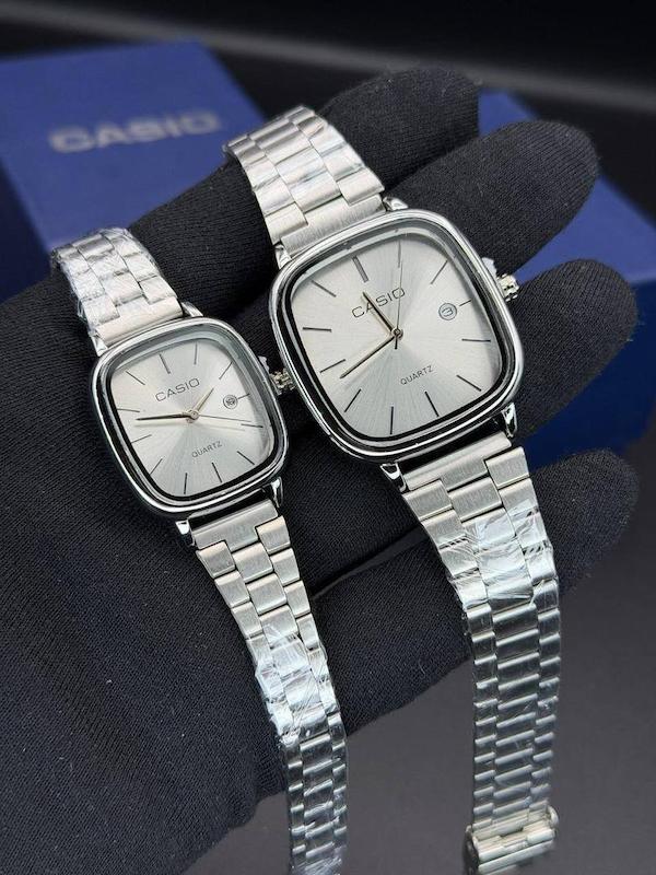 ست ساعت مچی زنانه و مردانه کاسیو مدل مربعی Old Money