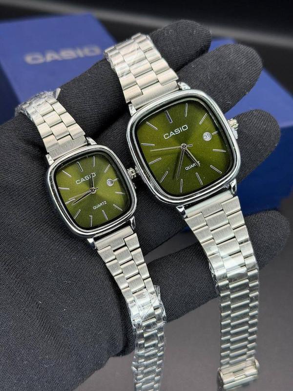 ست ساعت مچی زنانه و مردانه کاسیو مدل مربعی Old Money