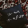 کوسن مشکی موی گربه رودست روی فرش طرح‌دار