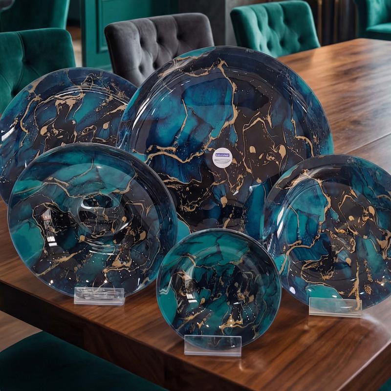 سرویس ترکیبی گرد از برند آرکوفام طرح مورانو آبی - (Blue Murano)