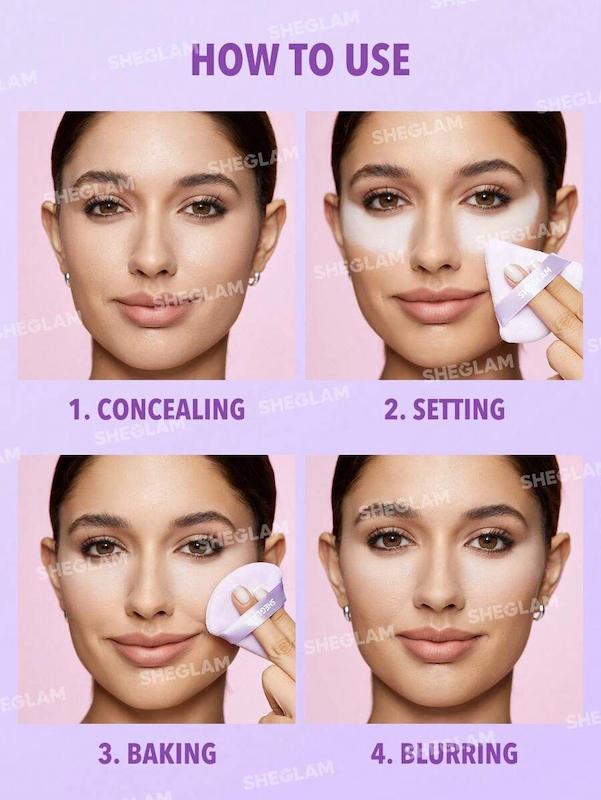ست ۳ عددی پاف مثلثی بنفش شیگلم Sheglam💜