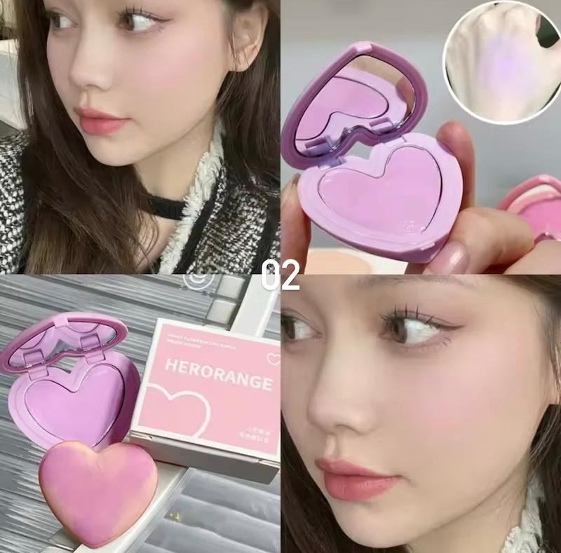 رژگونه قلبی بافت کرمی HERORANGE🧁🩷