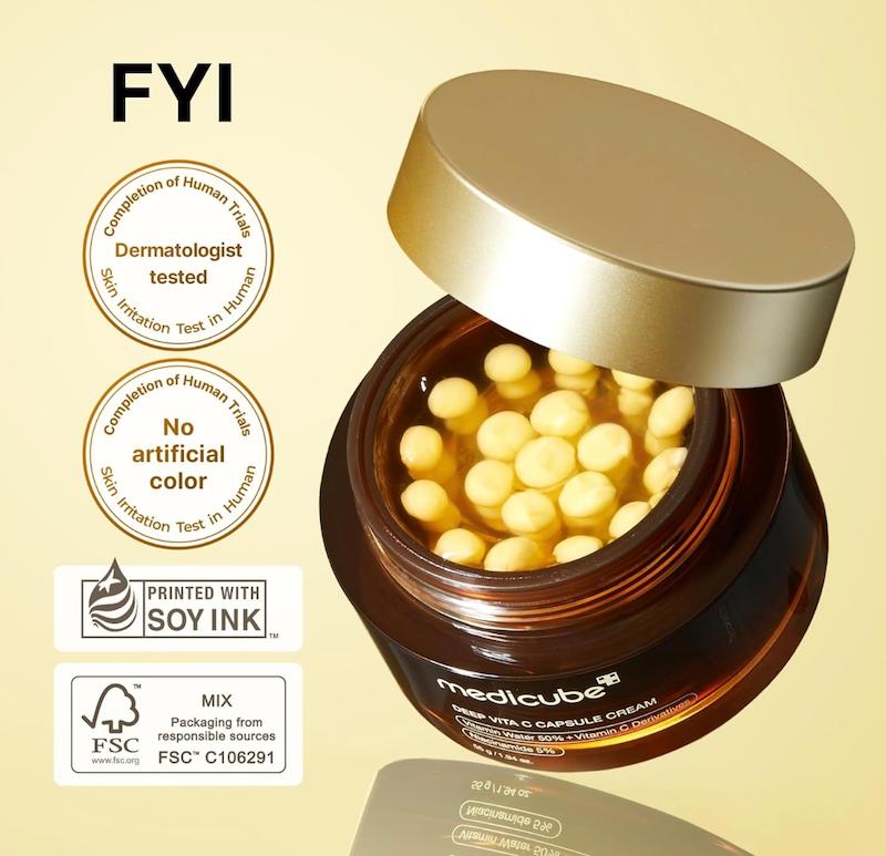 کرم کپسول دیپ ویتامین سی  medicube ، Deep vita C capsule cream🥚🧀