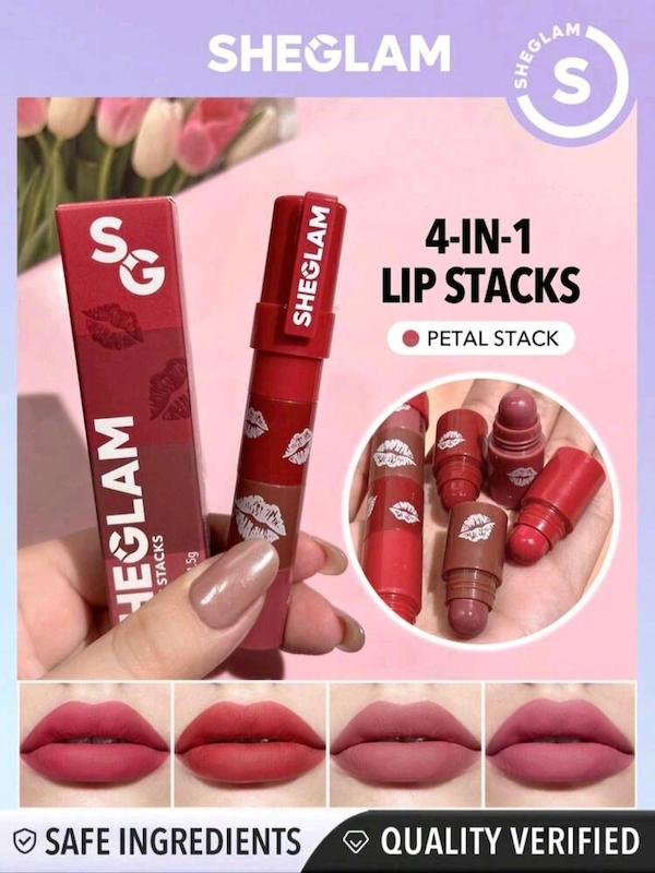 رژلب جامد ٤ در ١ شیگلم SHEGLAM مدل PETAL STACK