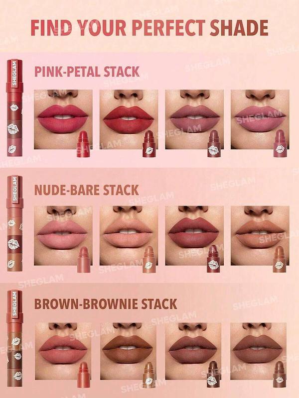 رژلب جامد ٤ در ١ شیگلم SHEGLAM مدل PETAL STACK
