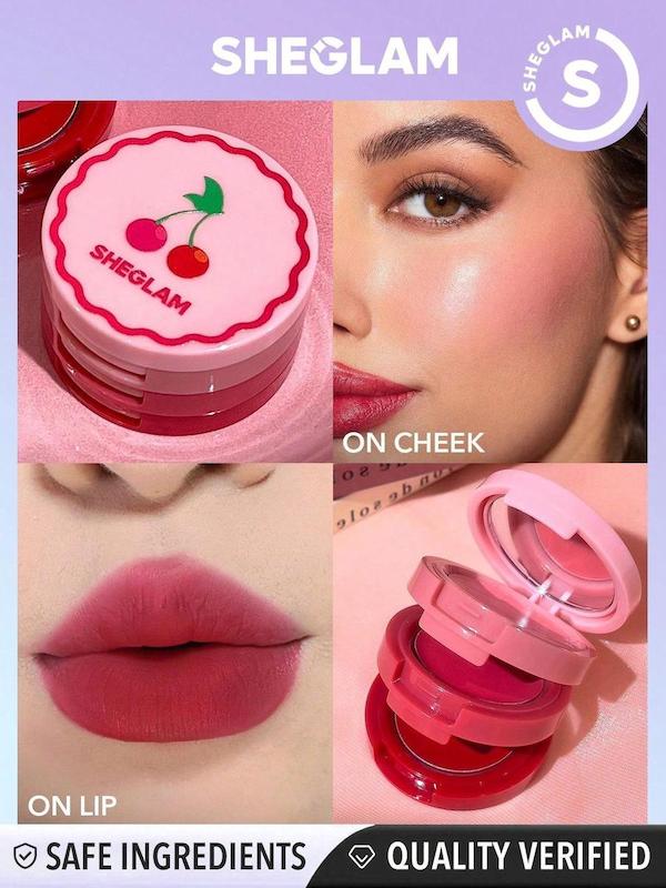 رژلب / رژگونه 3 طبقه شیگلم Sheglam مدل Very Cherry Cheek & Lip Cream Stack