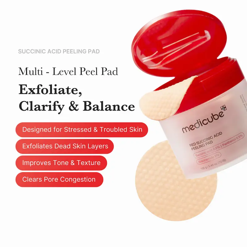 پدهای پانتنول اسید سوکسینیک قرمز Red Succinic Acid Panthenol Pads