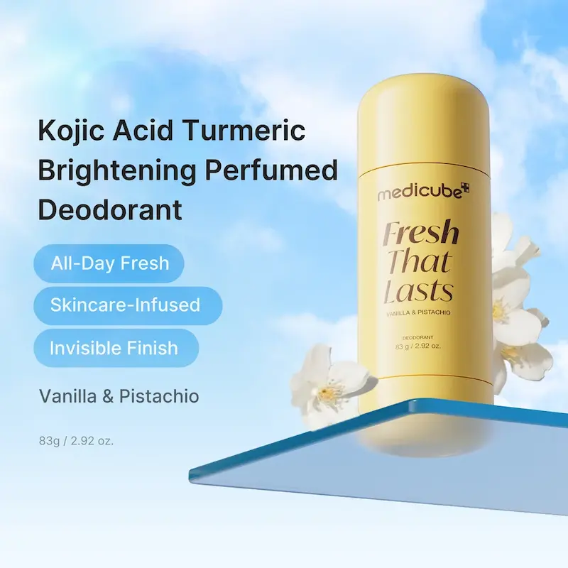 مام دئودورانت روشن کننده استیک وانیل پسته مدیکیوب Aufhellendes Deodorant mit Kojisäure (Vanille und Pistazie)