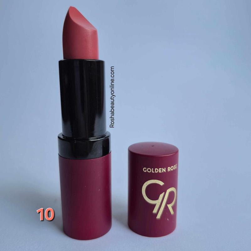 رژلب جامد ولوت مات گلدن رز شماره 10