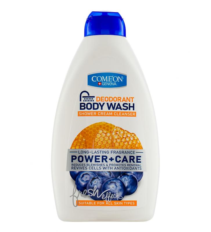 شامپو بدن کرمی و دئودورانت کامان مدل پاور پلاس کر (انرژی‌بخش با رایحه پرتقال) – ۵۱۰ میل | COME'ON Deodorant Body Wash Power+Care