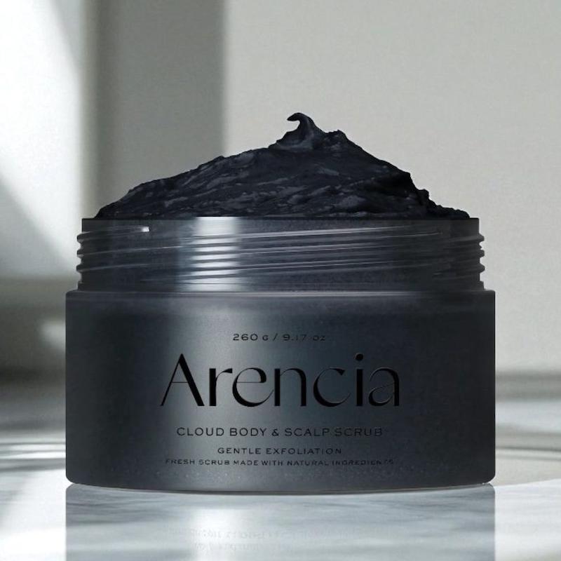 اسکراب بدن و پوست سر ابری چای سیاه و یوزو آرنسیا🖤|Cloud body & scalp scrub black tea & YUZU Arencia