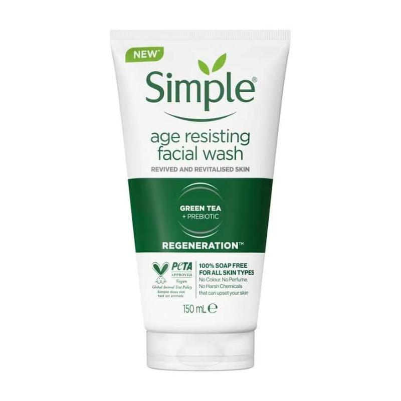 شوینده ژلی جوانساز چای سبز سیمپل🌱|Simple  Regeneration Age Resisting with green tea and  prebiotic Facial Wash ۱۵۰ml
