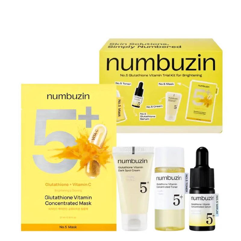 ست روشن‌کننده و ضدلک نامبوزین شماره ۵🍋 | Numbuzin No.5+ Glutathione Vitamin Brightening Trial Kit