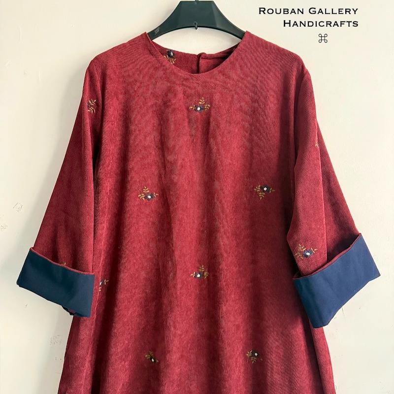 پیراهن گل یخ مخمل کبریتی