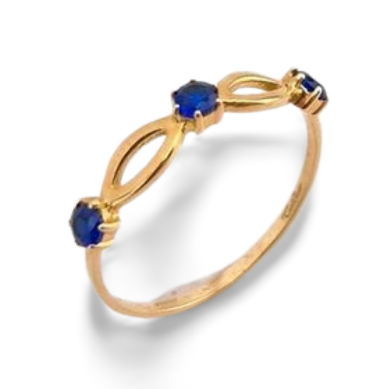 انگشتر سه نگین آبی