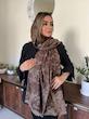 شال كشمير لمه طرح بندي قهوه اي