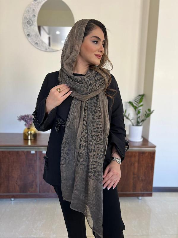شال حریر ابریشم پلنگی ایتالیایی