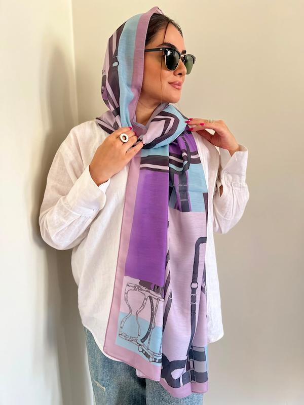 شال نخی هرمس بنفش