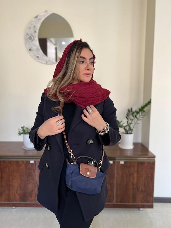 شال کنفی پاییزه زرشکی