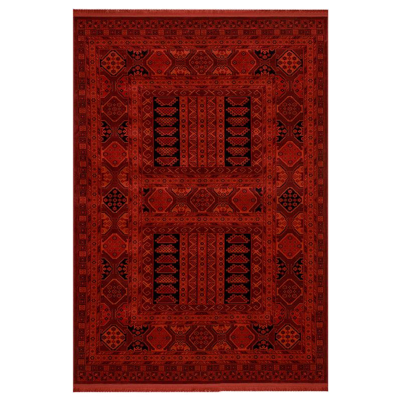 فرش قشقائی وینتیج زمینه شرابی 700شانه برند بزرگمهر کد78008