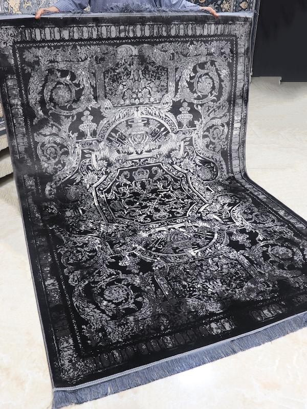 فرش مدرن نقشه فرانسوی زمینه زغالی کد30390