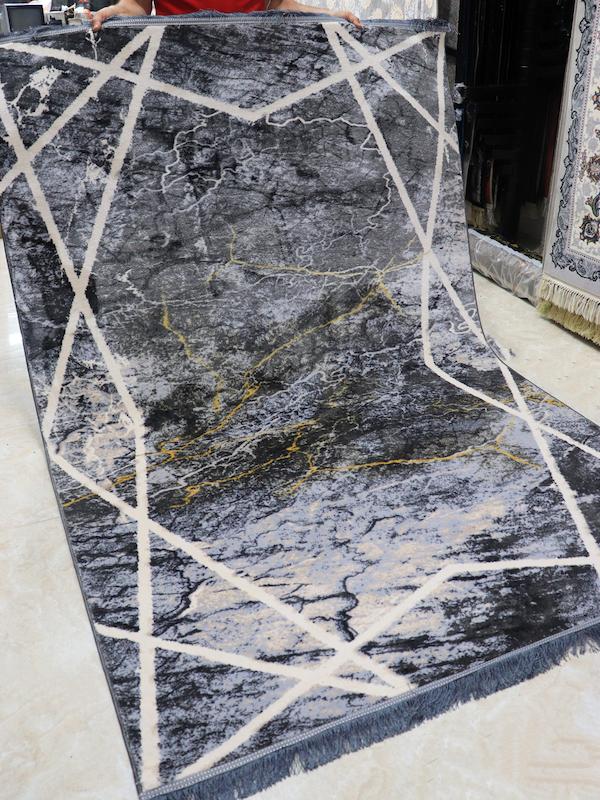 فرش مدرن پتینه طرح سنگ زمینه طوسی کد30550