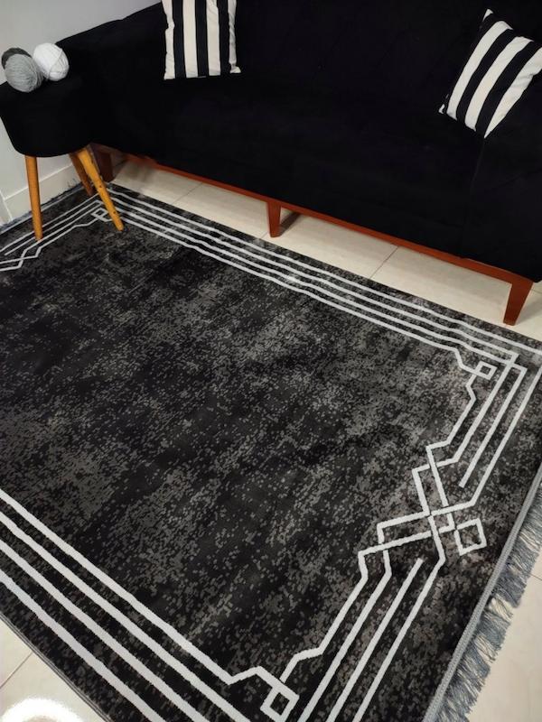 فرش مدرن قابدار زمینه مشکی  کد 30321