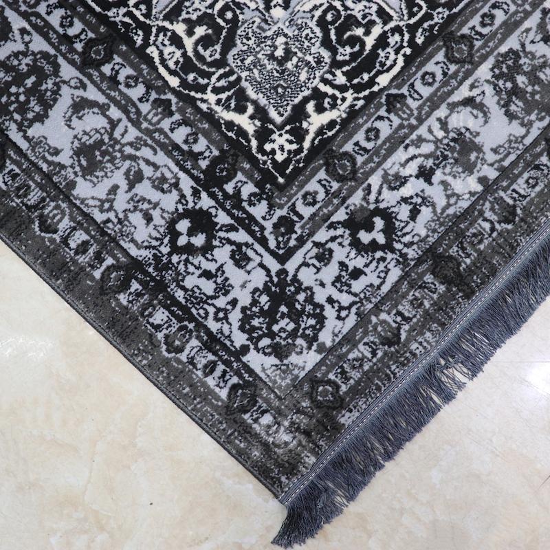 فرش نئوکلاسیک لچک و ترنج زمینه طوسی آبی  کد 30540