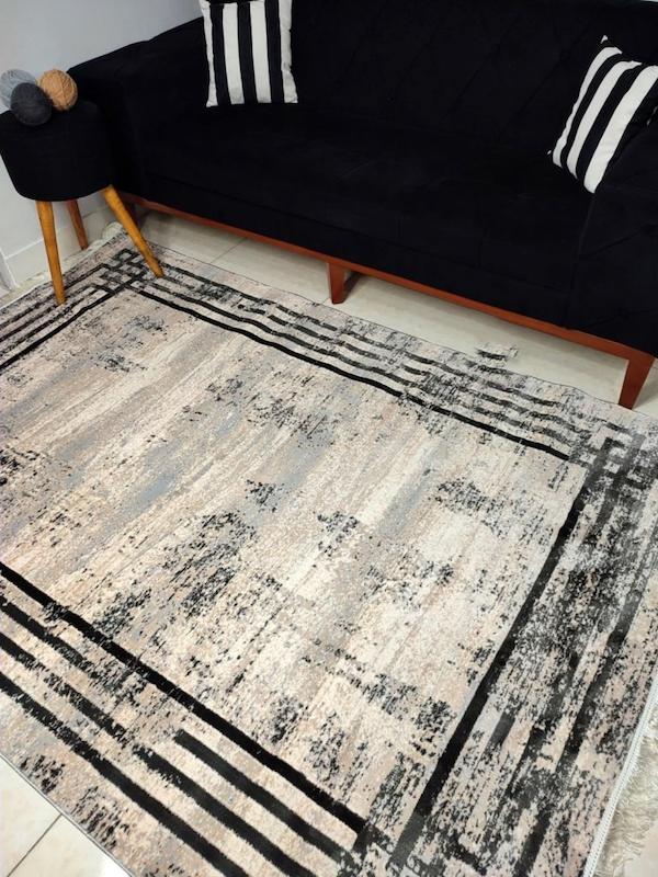 فرش مدرن قابدار زمینه کرم کد 30250