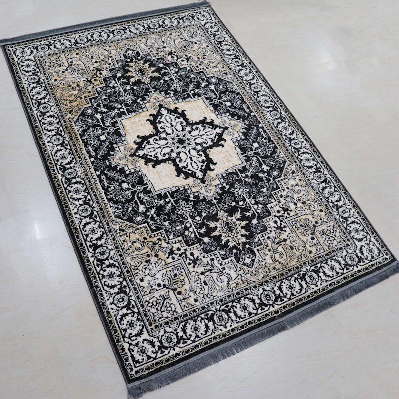 فرش وینتیج نقشه هریس زمینه کرم زغالی کد 30340