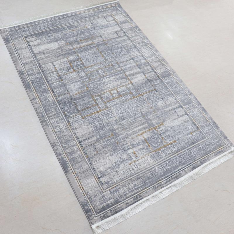 فرش وینتیج پتینه زمینه  طوسی زغالی 