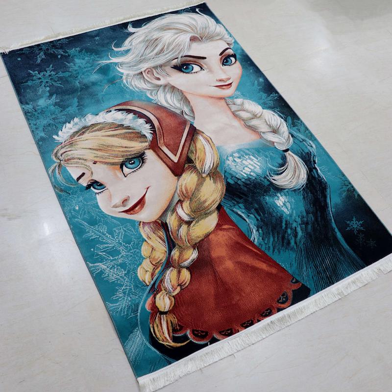 فرش کودک طرح پرنسس السا و آنا زمینه آبی 