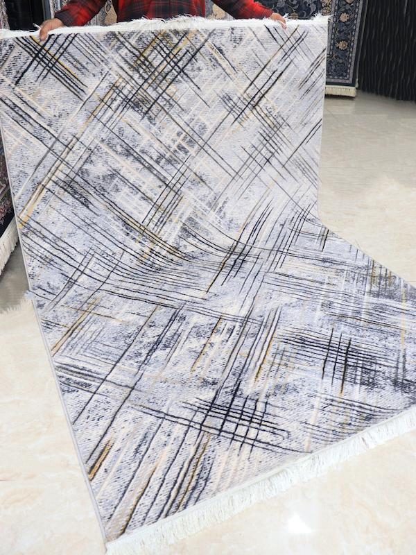 فرش پتینه زمینه طوسی نقره ای زغالی کد 31060