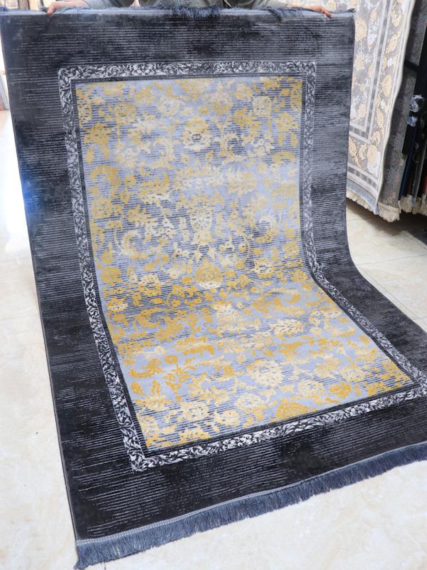 فرش مدرن افشان طلاکوب زمینه طوسی کد 30650